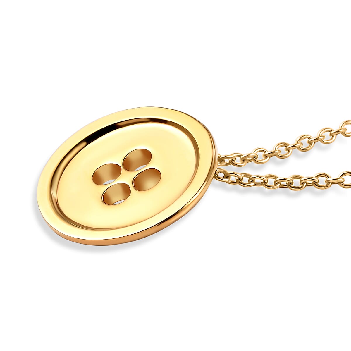 LucyQ Button Collection - 18K Vermeil Yellow Gold Plated Sterling Silver Necklace (Size 18)