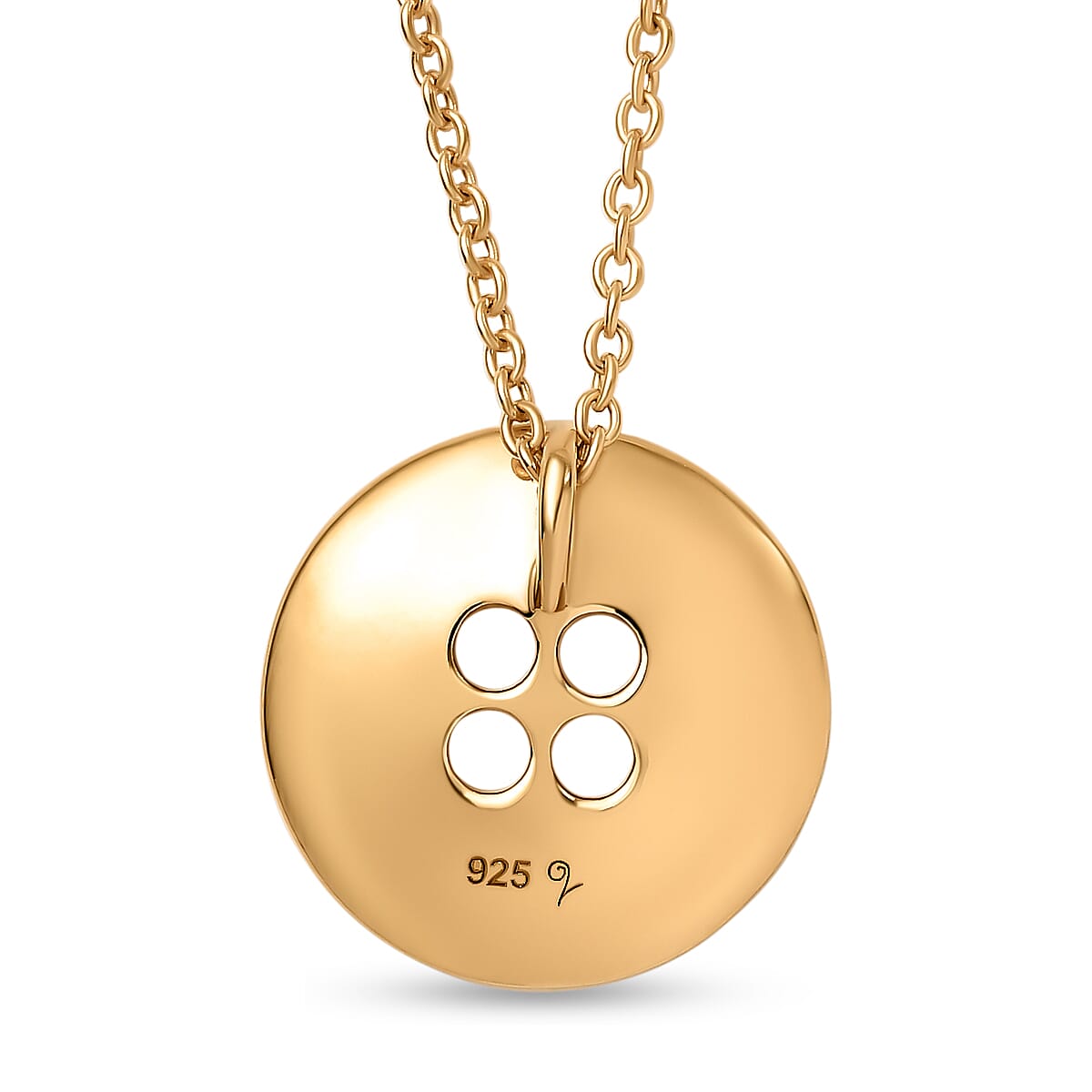 LucyQ Button Collection - 18K Vermeil Yellow Gold Plated Sterling Silver Necklace (Size 18)
