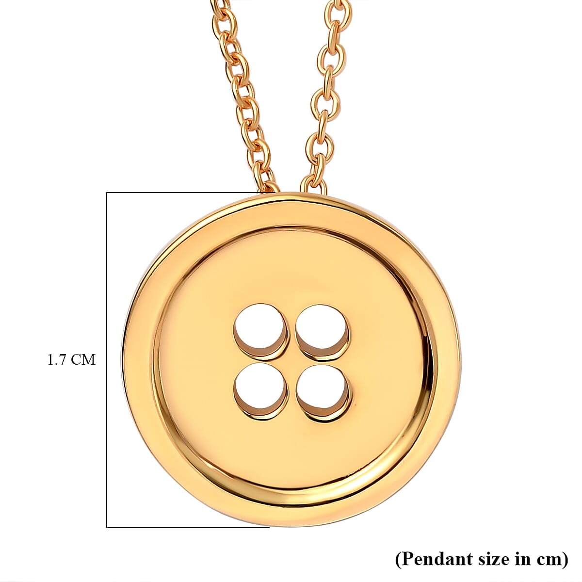 LucyQ Button Collection - 18K Vermeil Yellow Gold Plated Sterling Silver Necklace (Size 18)
