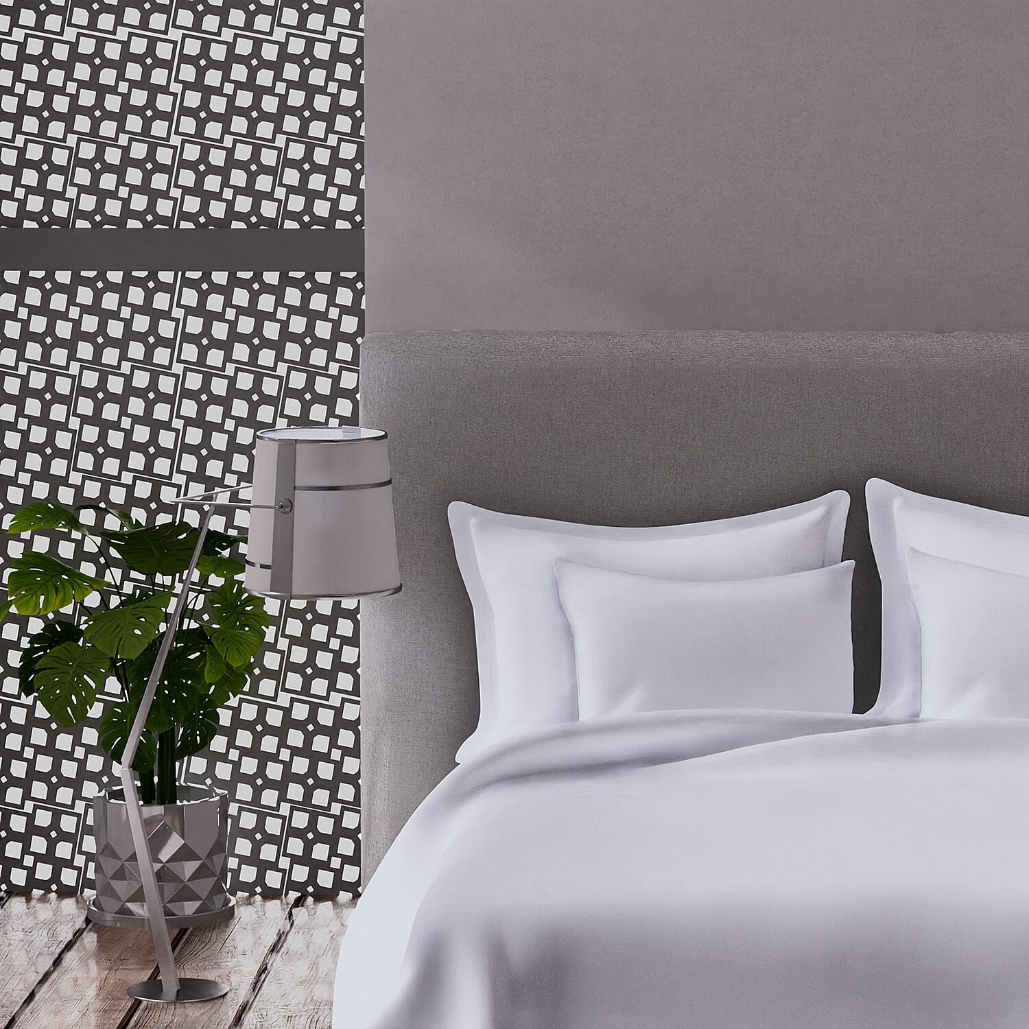 6 Piece Set - Flat Sheet Fitted Sheet 2 Pillowcase and Pillow Shams - White