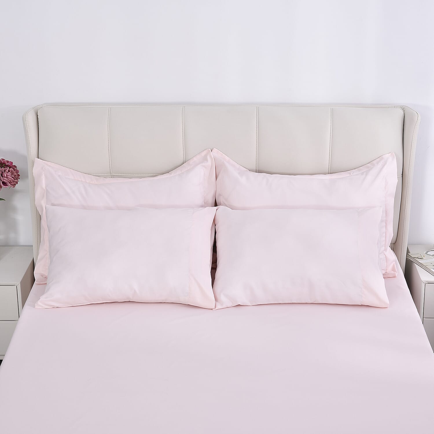 6 Piece Set - Flat Sheet Fitted Sheet 2 Pillowcase and Pillow Shams - White