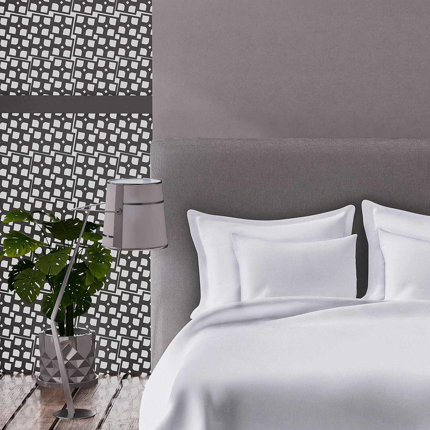 6 Piece Set - Flat Sheet Fitted Sheet 2 Pillowcase and Pillow Shams - White