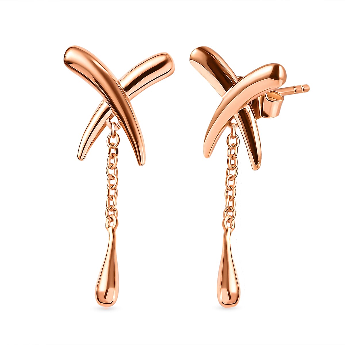 LucyQ Kiss Collection - 18K Vermeil Rose Gold Overlay Sterling Silver Earrings (With Push Back)