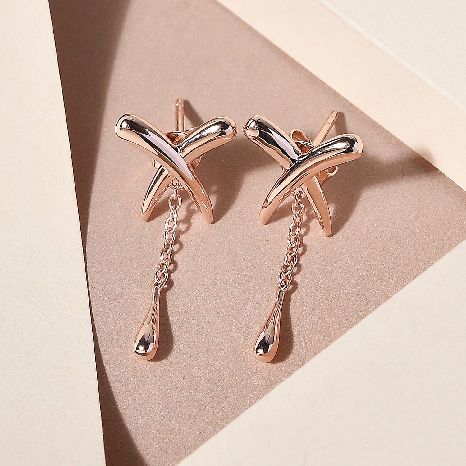 LucyQ Kiss Collection - 18K Vermeil Rose Gold Overlay Sterling Silver Earrings (With Push Back)