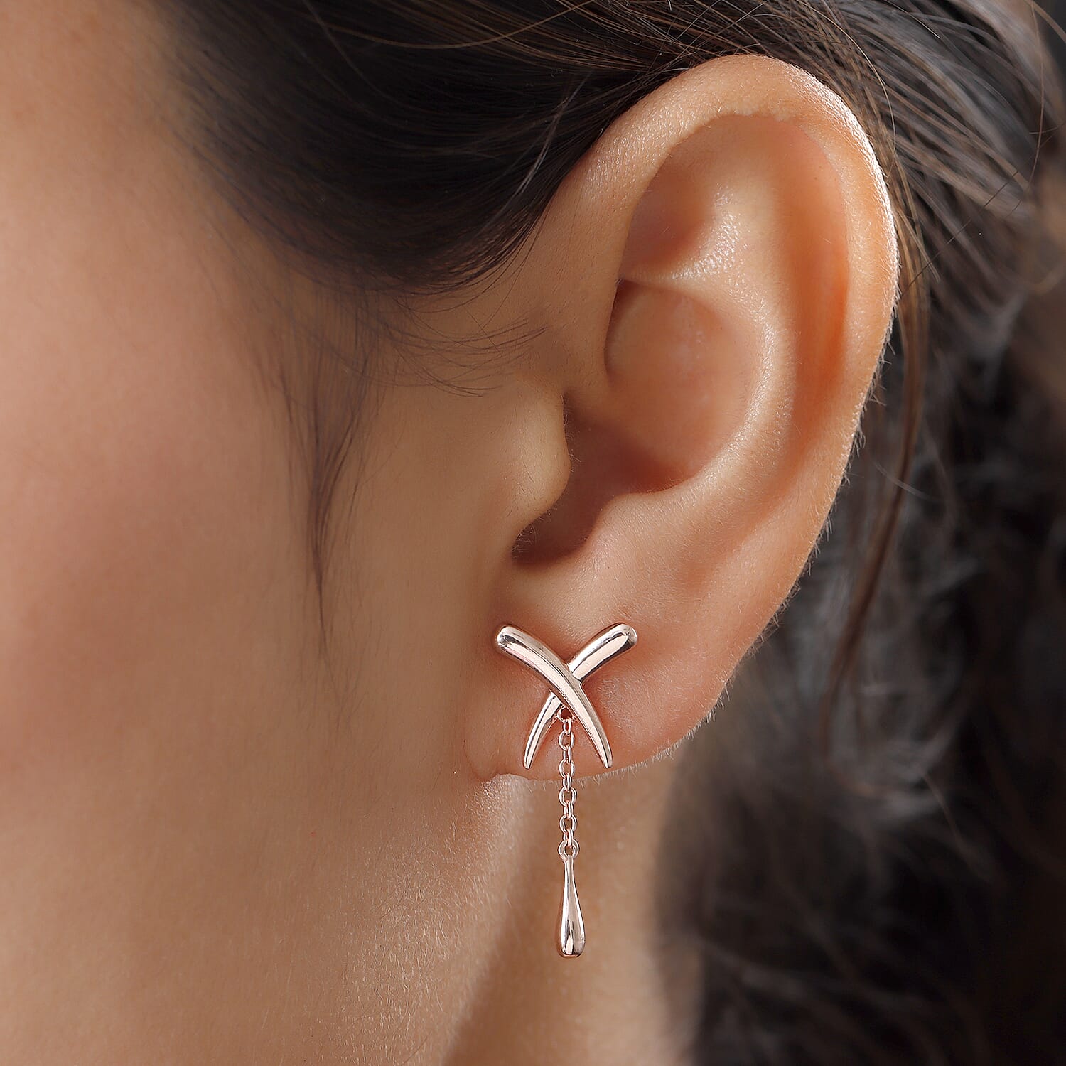 LucyQ Kiss Collection - 18K Vermeil Rose Gold Overlay Sterling Silver Earrings (With Push Back)