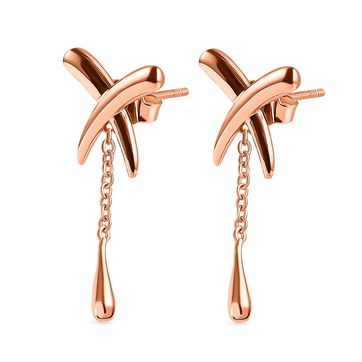 LucyQ Kiss Collection - 18K Vermeil Rose Gold Overlay Sterling Silver Earrings (With Push Back)