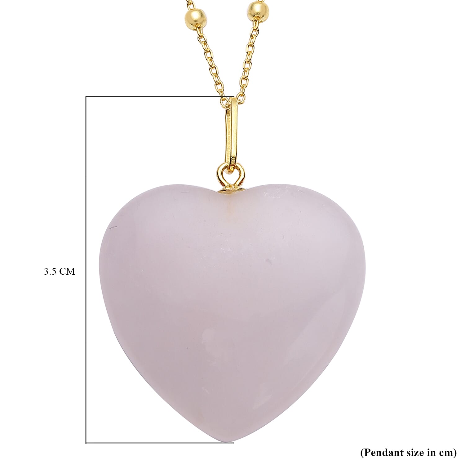 Rose Quartz Heart Pendant with Chain (Size 20) in Yellow Gold Overlay Sterling Silver