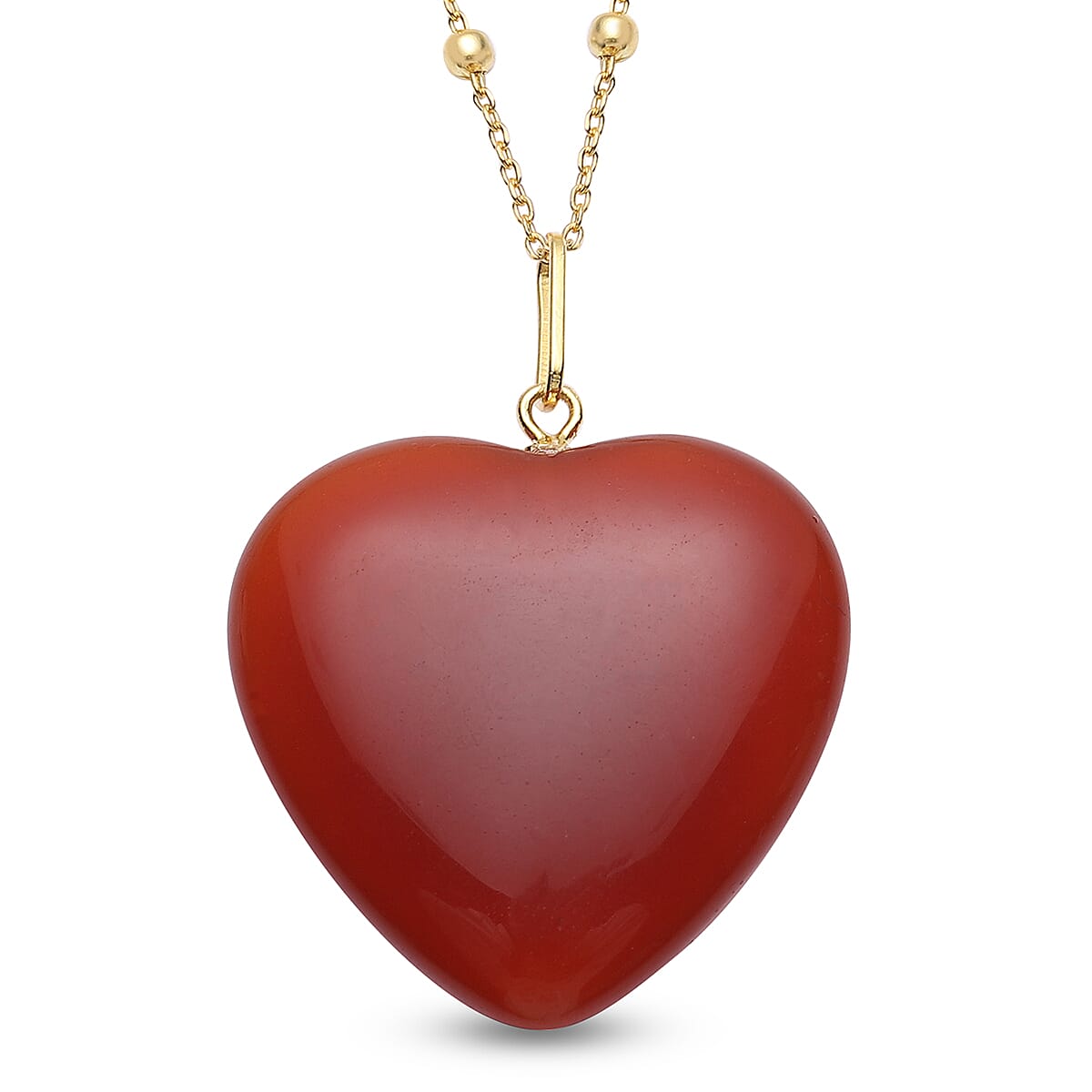 Carnelian Heart Pendant with Chain (Size 20) in Yellow Gold Overlay Sterling Silver