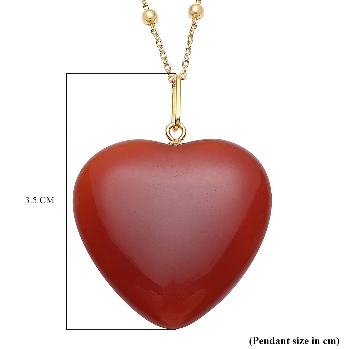 Carnelian Heart Pendant with Chain (Size 20) in Yellow Gold Overlay Sterling Silver