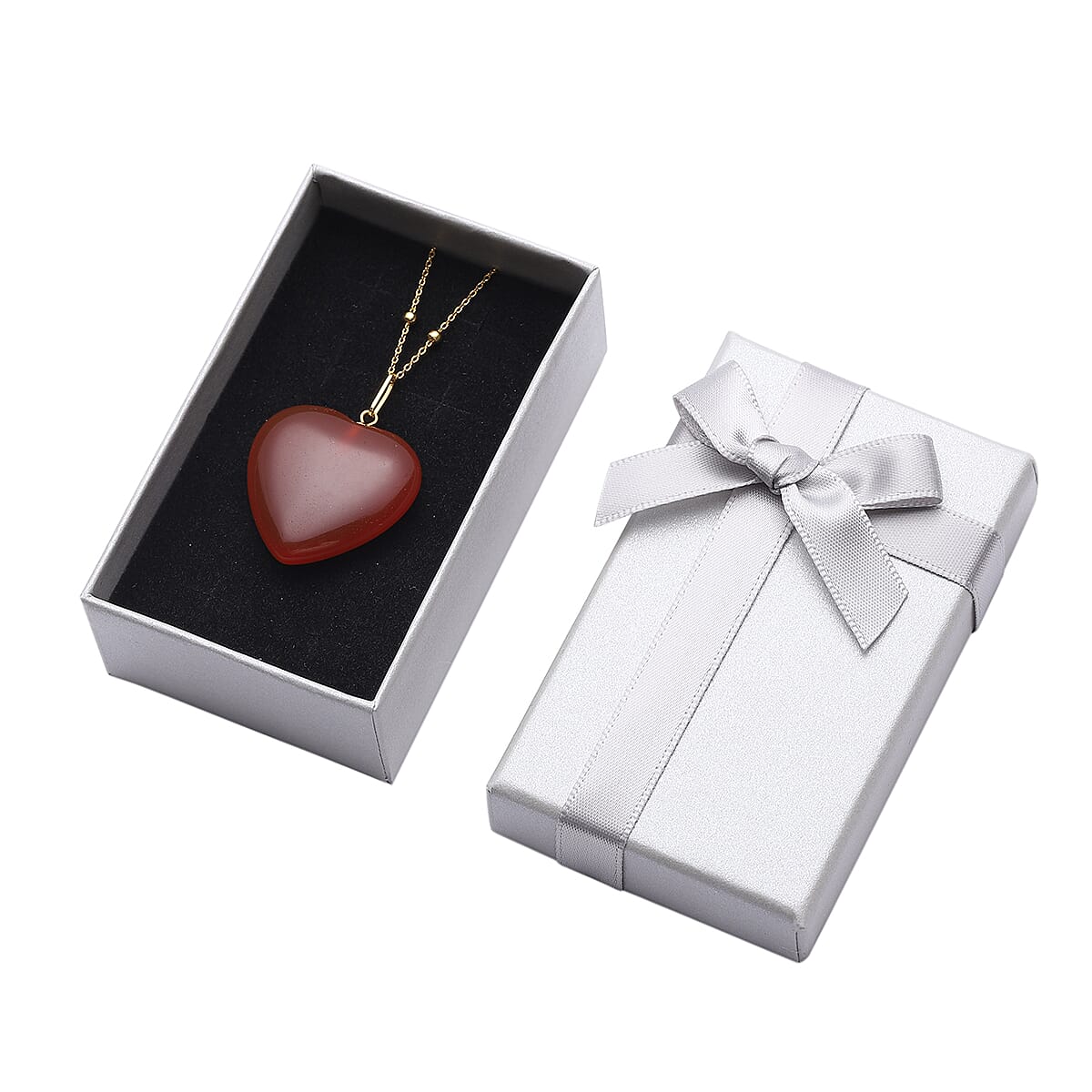 Carnelian Heart Pendant with Chain (Size 20) in Yellow Gold Overlay Sterling Silver