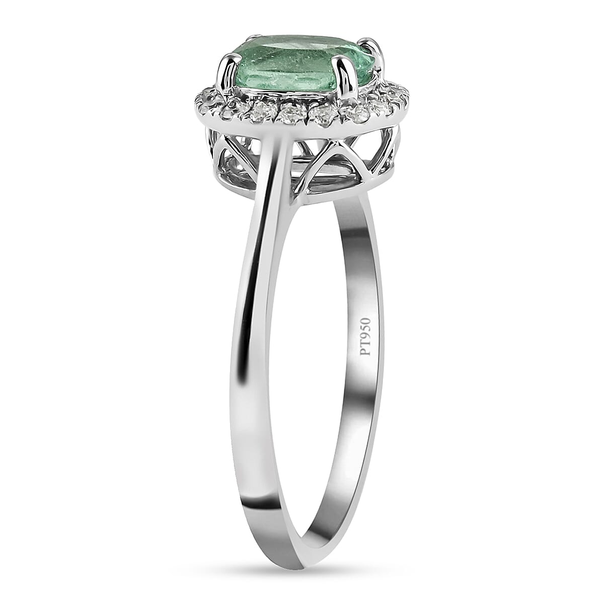 RHAPSODY 950 Platinum AGI Certified AAAA Boyaca Colombian Emerald and Diamond (VS-E-F) Ring 1.40 Ct, Platinum Wt. 5.04 Gms