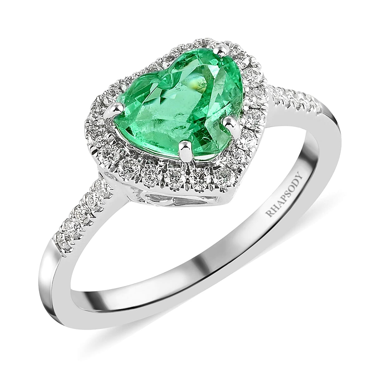 RHAPSODY 950 Platinum AAAA Boyaca Colombian Emerald and Diamond (VS/E-F) Ring 2.00 Ct, Platinum Wt. 5.21 Gms