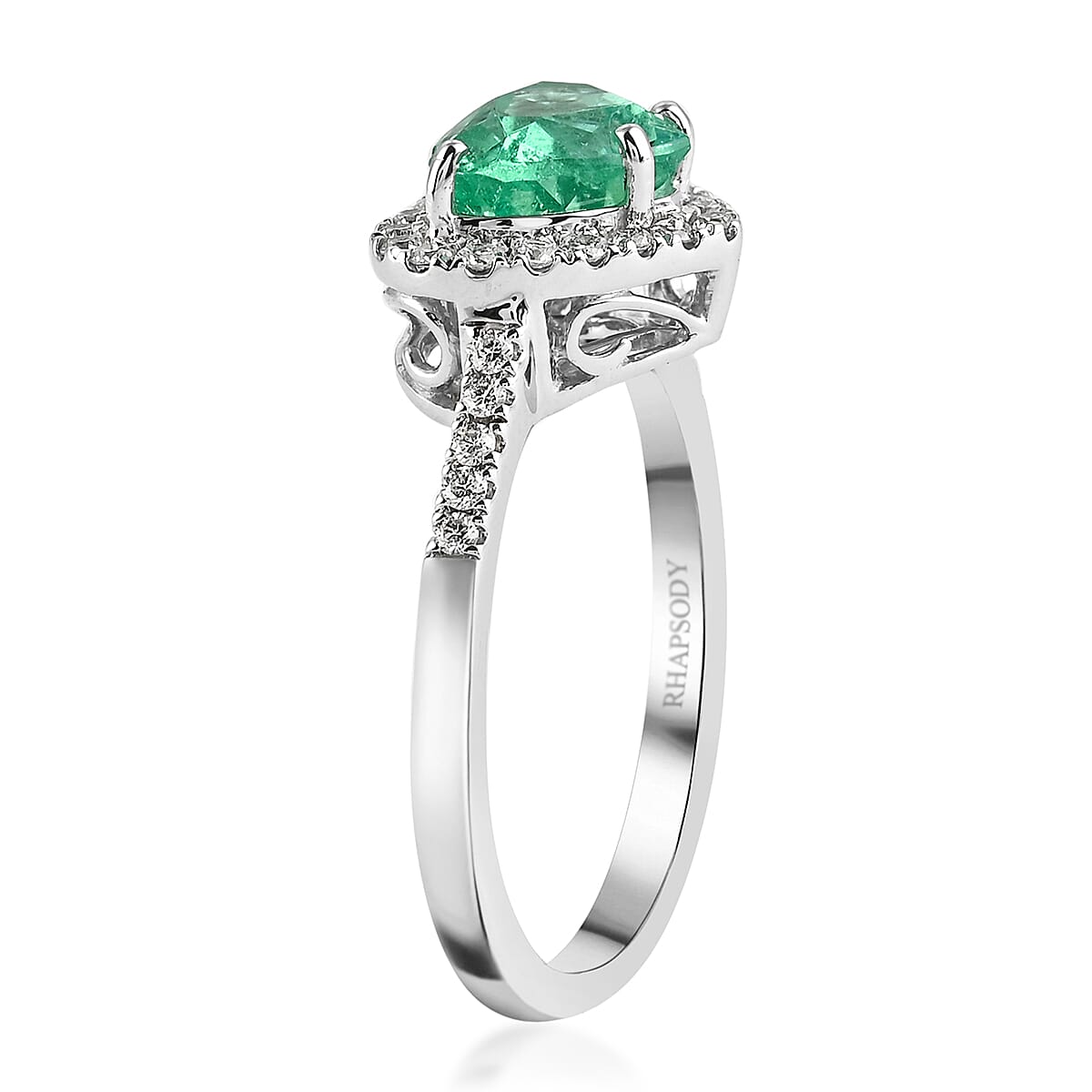 RHAPSODY 950 Platinum AAAA Boyaca Colombian Emerald and Diamond (VS/E-F) Ring 2.00 Ct, Platinum Wt. 5.21 Gms