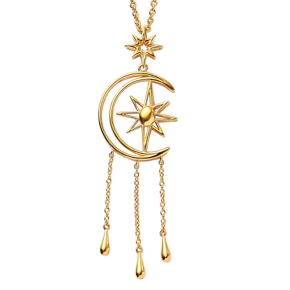 LUCYQ Constellation Collection - 18K Vermeil Yellow Gold Overlay Sterling Silver Pendant with Chain (Size 16/18/20), Silver Wt 9.33 Gms