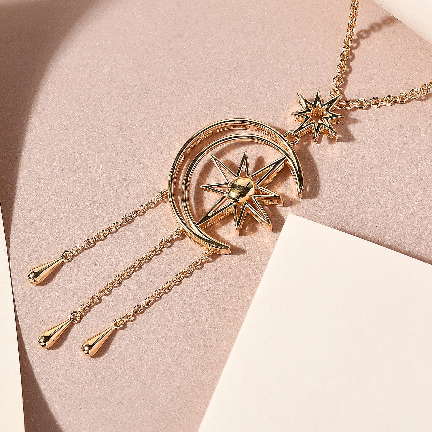 LUCYQ Constellation Collection - 18K Vermeil Yellow Gold Overlay Sterling Silver Pendant with Chain (Size 16/18/20), Silver Wt 9.33 Gms