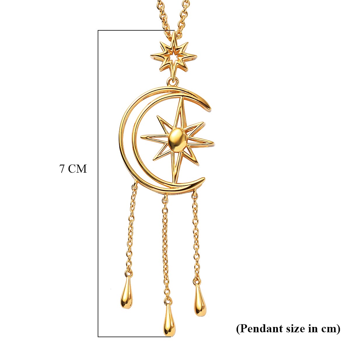 LUCYQ Constellation Collection - 18K Vermeil Yellow Gold Overlay Sterling Silver Pendant with Chain (Size 16/18/20), Silver Wt 9.33 Gms