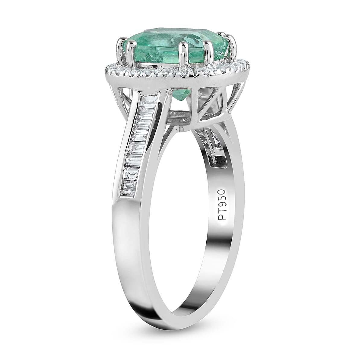 RHAPSODY 950 Platinum AAAA Boyaca Colombian Emerald and Diamond(VS/E-F) Ring 3.30 Ct, Platinum Wt. 7.72 Gms