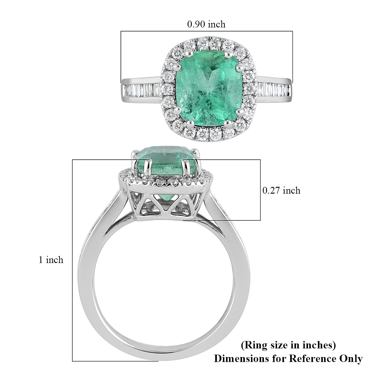 RHAPSODY 950 Platinum AAAA Boyaca Colombian Emerald and Diamond(VS/E-F) Ring 3.30 Ct, Platinum Wt. 7.72 Gms