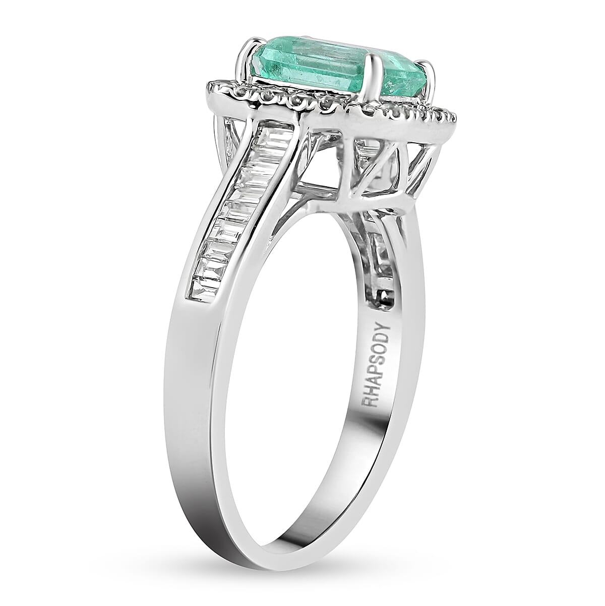 RHAPSODY 950 Platinum Boyaca Colombian Emerald and Diamond Ring 2.20 Ct, Platinum Wt. 7.53 Gms