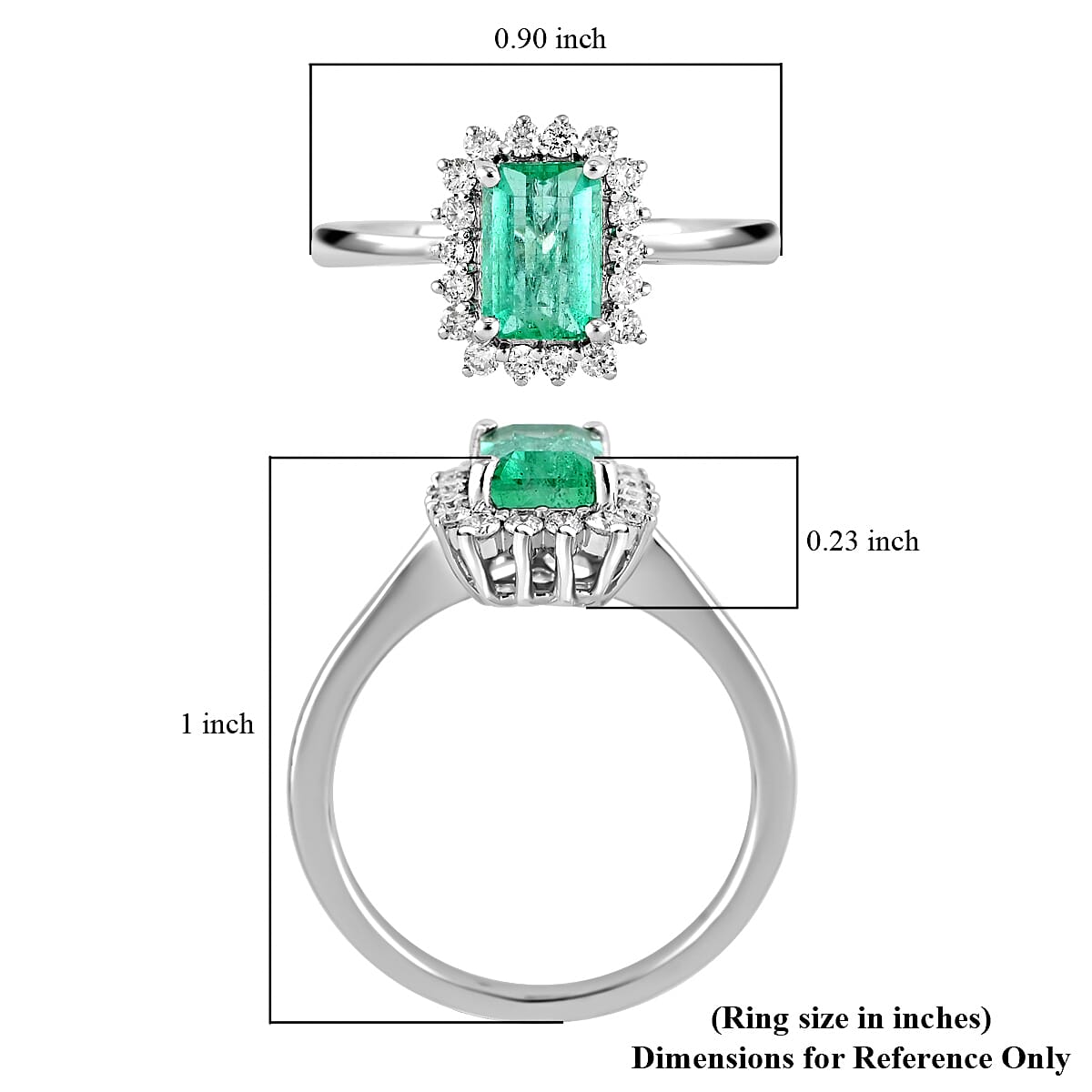 RHAPSODY 950 Platinum AAAA Boyaca Colombian Emerald and Diamond (VS/E-F) Ring 1.35 Ct.