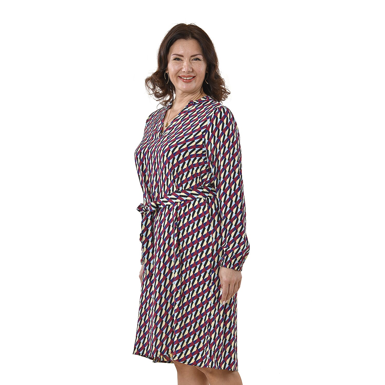 TAMSY 100% Viscose Squire Pattern Dress (Size M, 12-14) - Multi