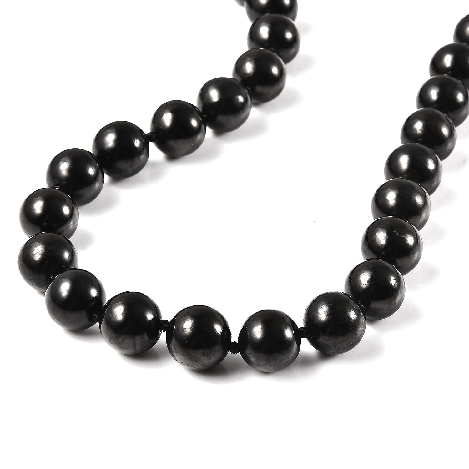 Shungite Necklace (Size - 20) With Magnetic Lock in Rhodium Overlay Sterling Silver