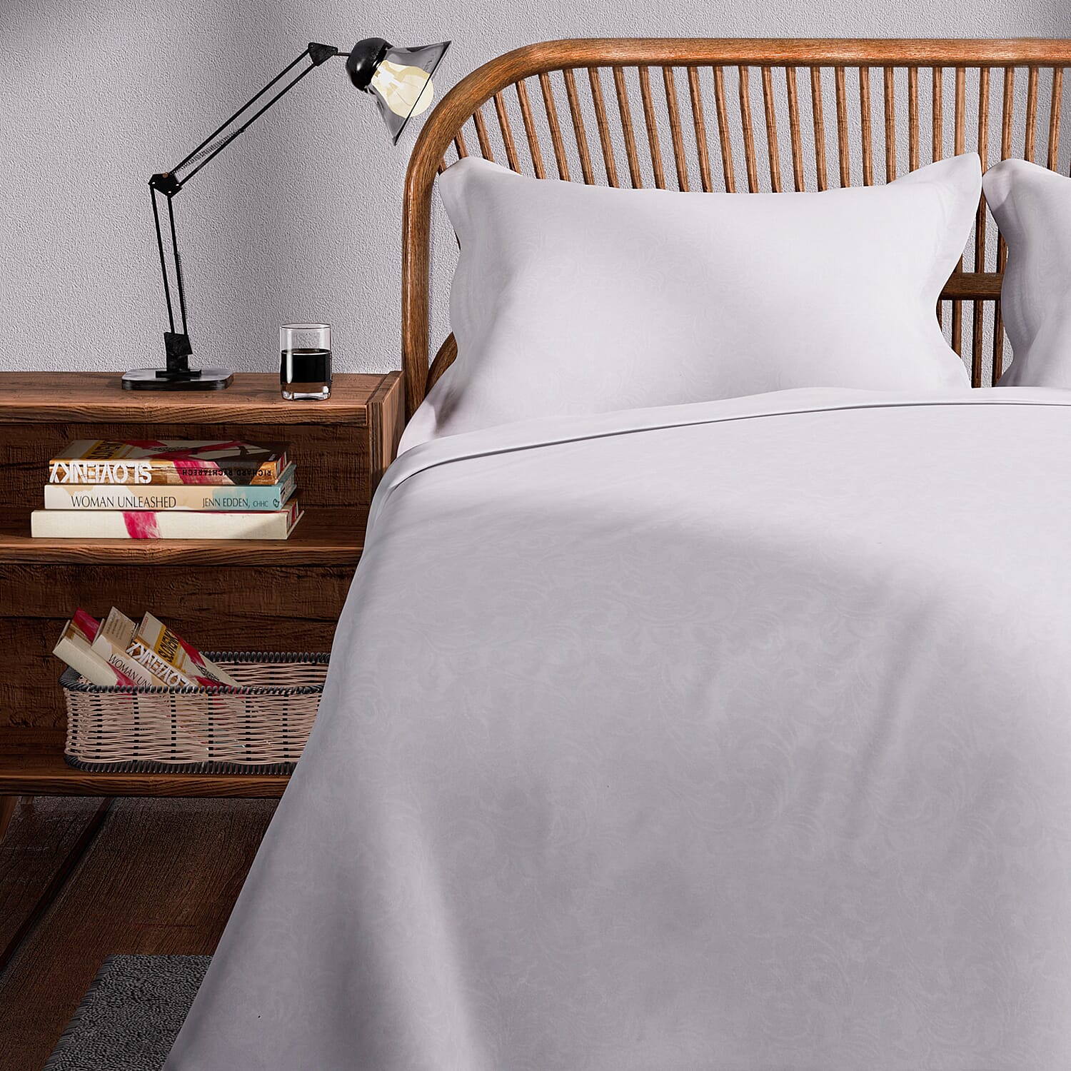 4 Piece Set - Duvet Cover Fitted Sheet and 2 Pillowcase - White