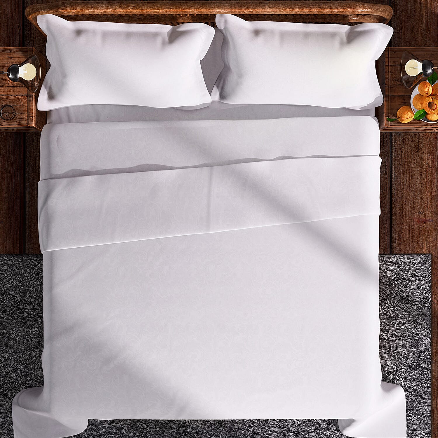 4 Piece Set - Duvet Cover Fitted Sheet and 2 Pillowcase - White