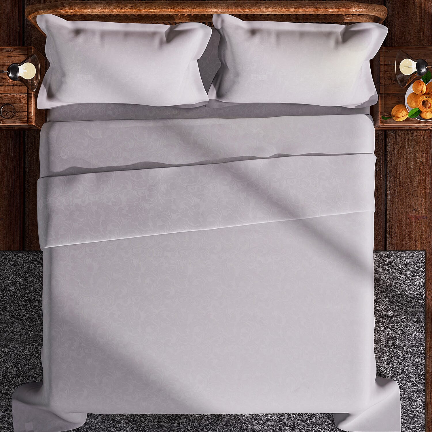4 Piece Set - Duvet Cover Fitted Sheet and 2 Pillowcase - White