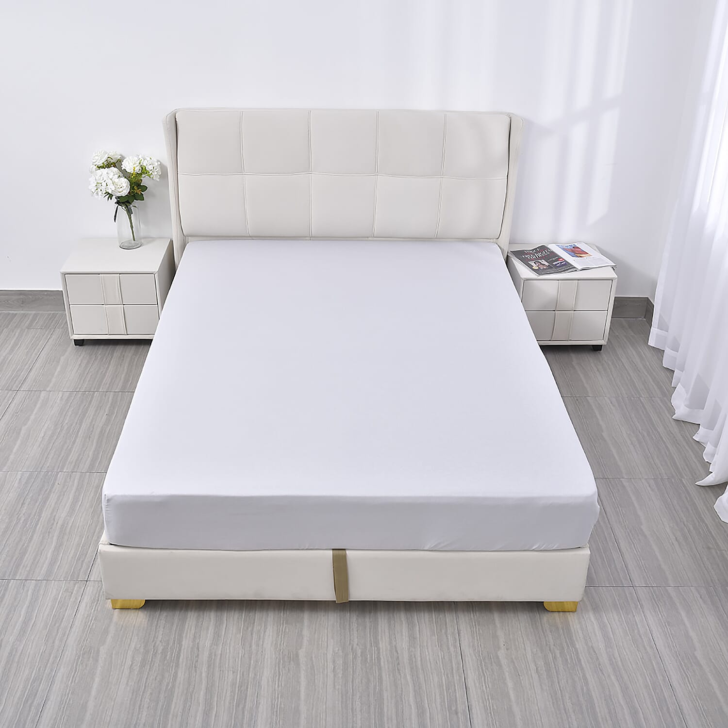 4 Piece Set - Duvet Cover Fitted Sheet and 2 Pillowcase - White