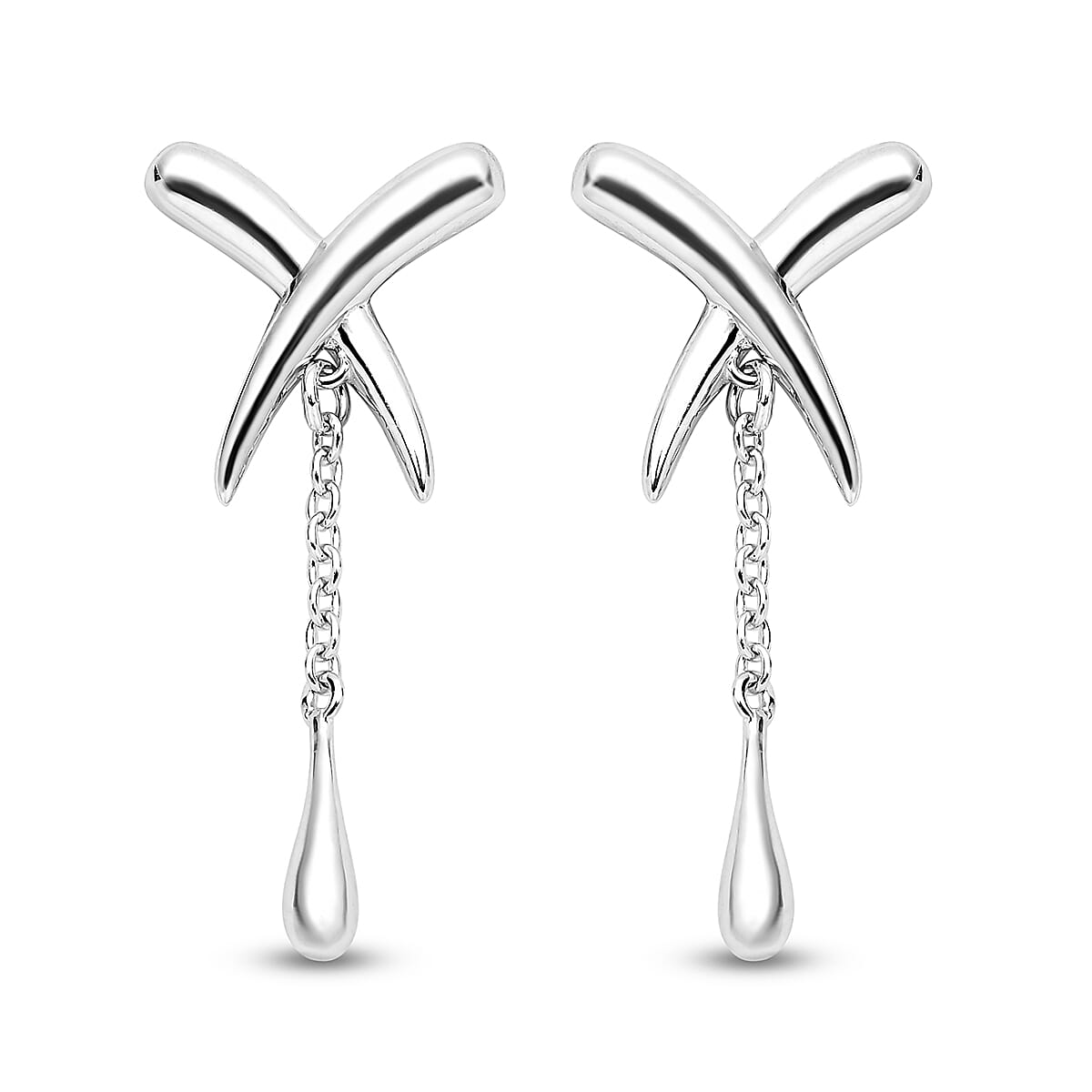 LucyQ Kiss Collection - Rhodium Overlay Sterling Silver Dangling Earrings (With Push Back)
