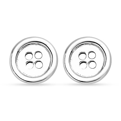 LucyQ Button Collection - Rhodium Overlay Sterling Silver Earrings(With Push Back)
