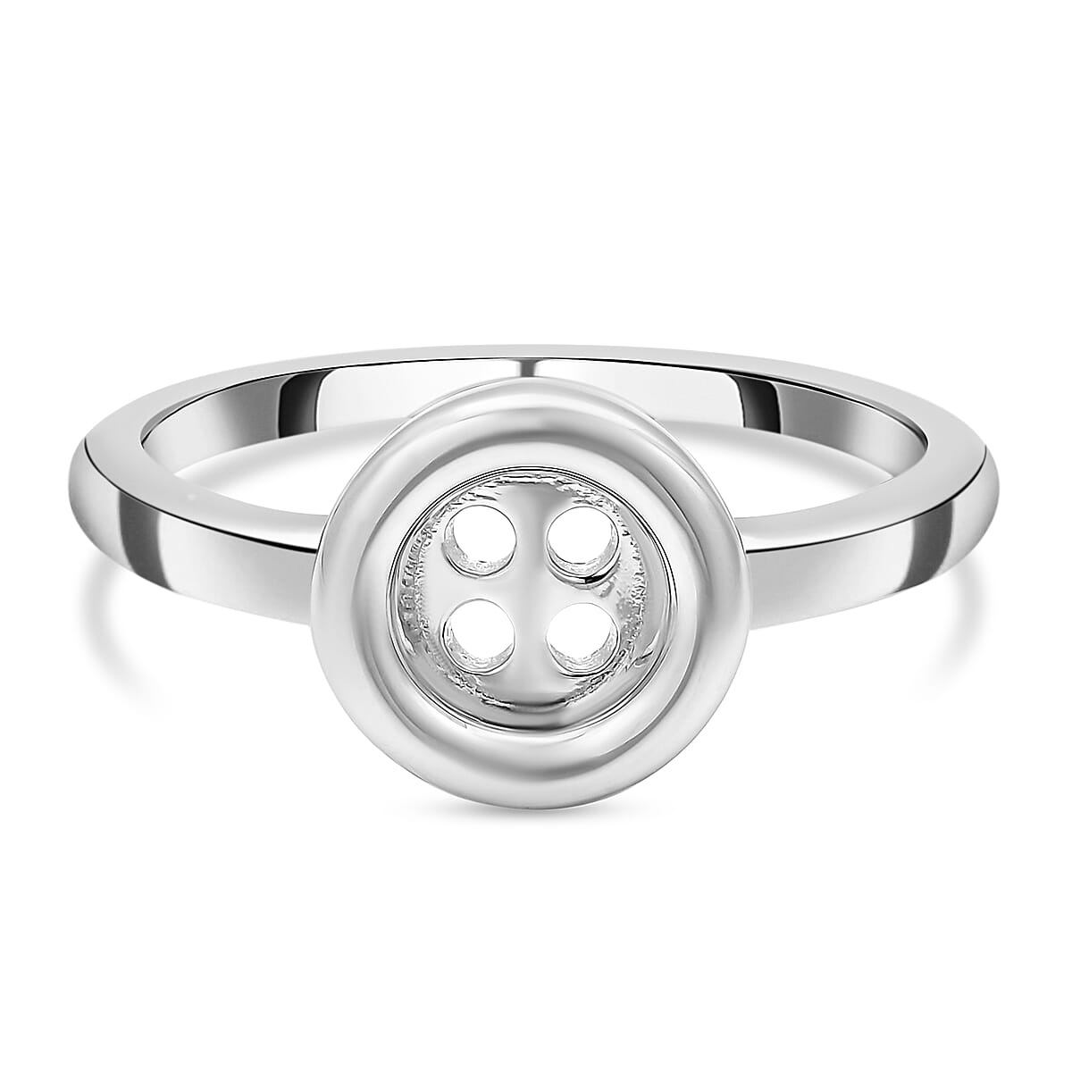 LucyQ Button Collection -  Rhodium Overlay Sterling Silver Ring