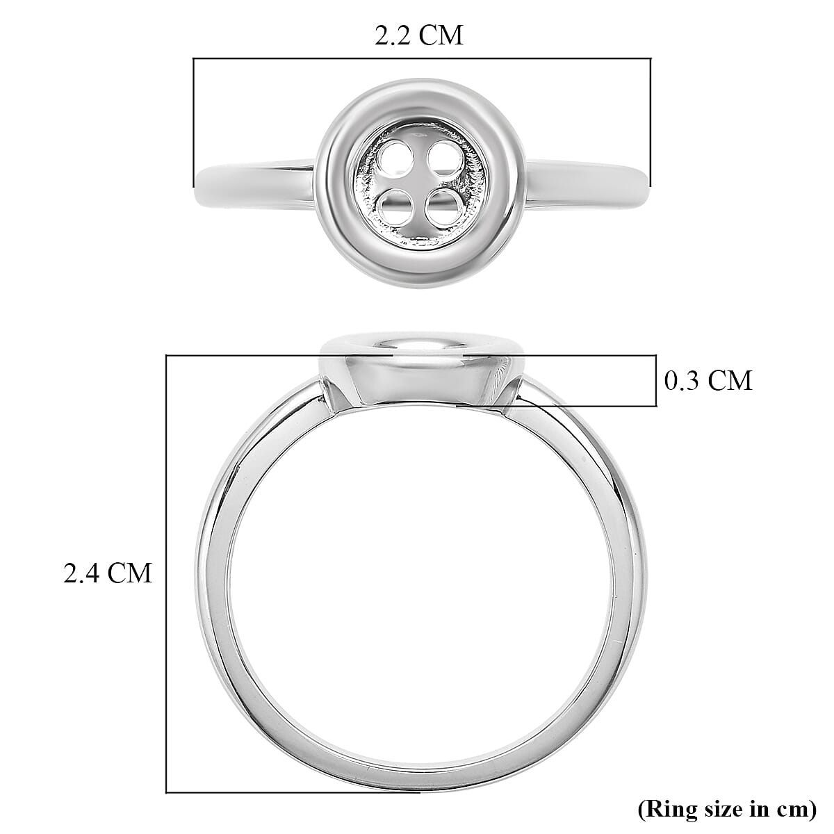 LucyQ Button Collection -  Rhodium Overlay Sterling Silver Ring