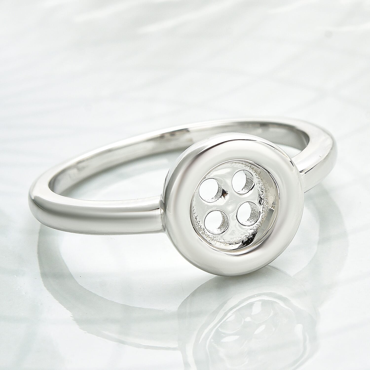 LucyQ Button Collection -  Rhodium Overlay Sterling Silver Ring