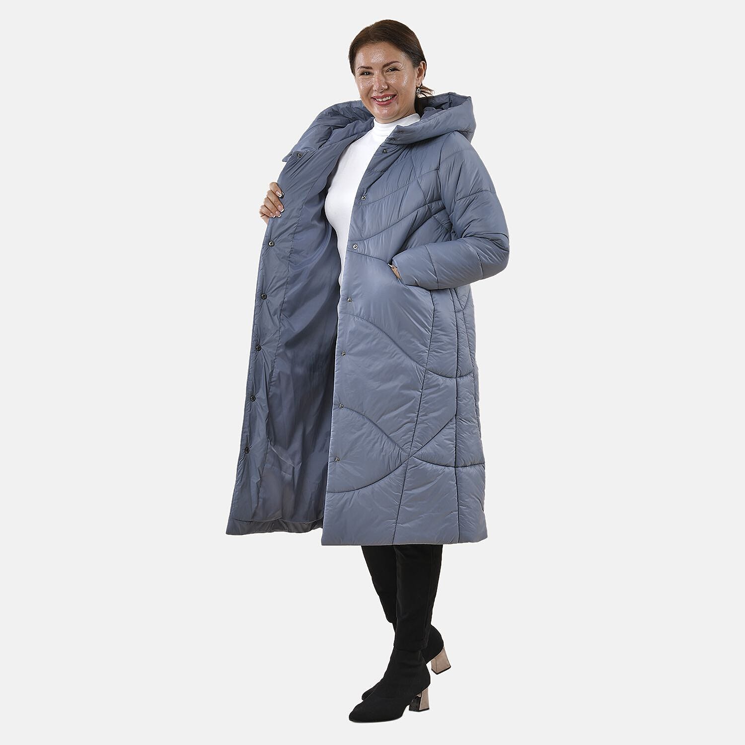 Tamsy Nylon Geometric Jacket (Size 111x1 ) - Gray & Gray