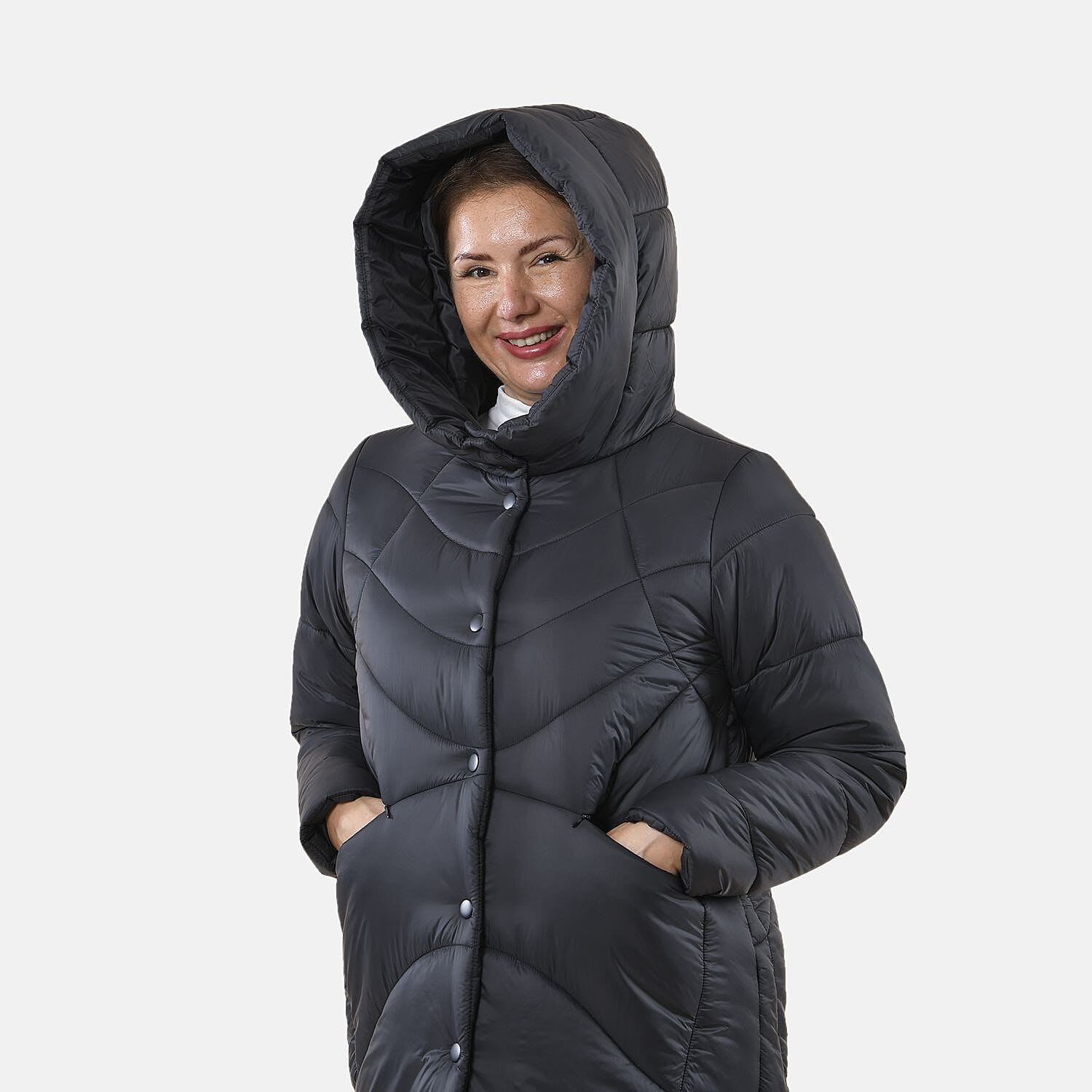 Tamsy Nylon Geometric Jacket (Size 111x1 ) - Gray & Gray Tamsy Nylon Geometric Jacket (Size 111x1 ) - Gray & Gray
