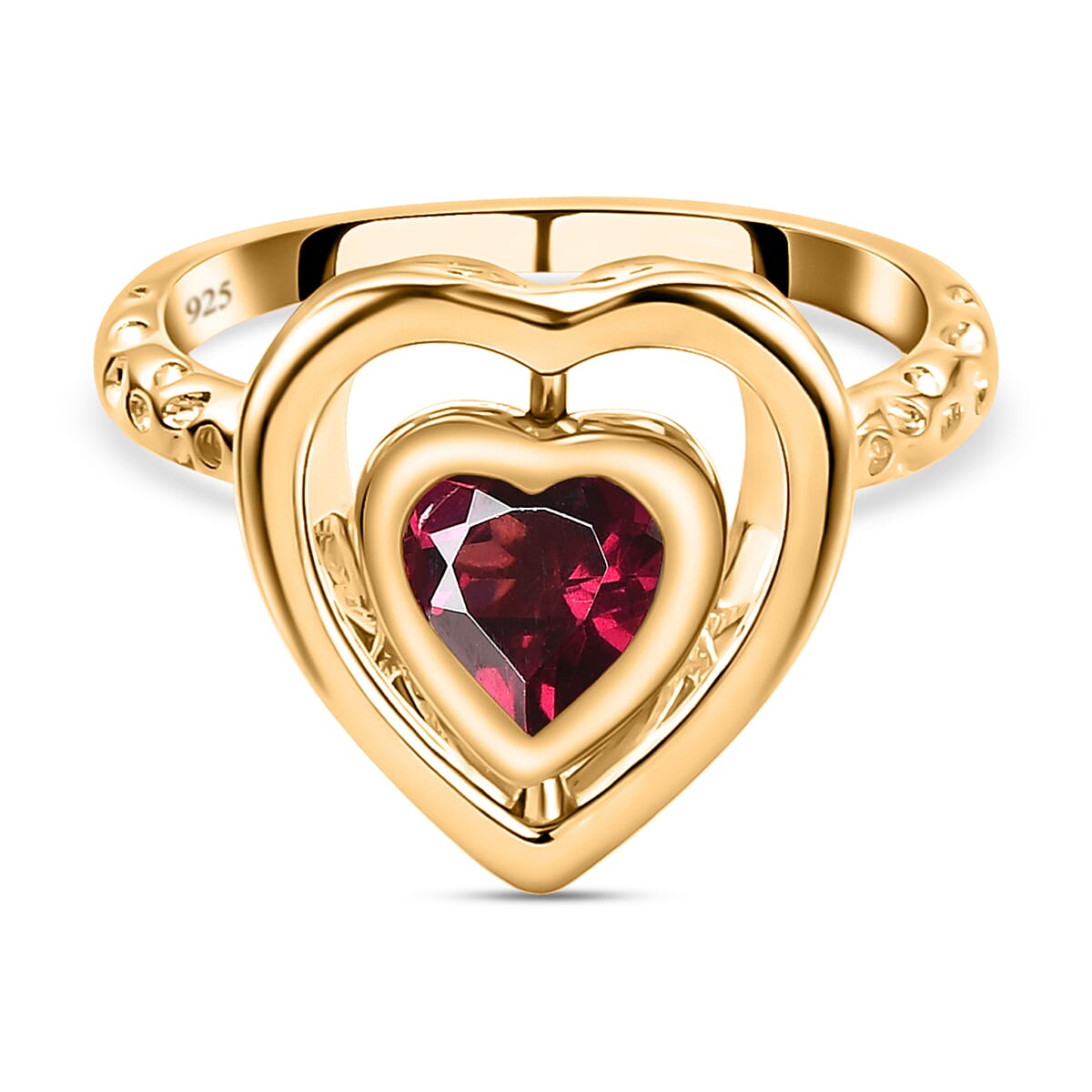 RACHEL GALLEY Rhodolite Garnet Heart Ring in Vermeil Yellow Gold Overlay Sterling Silver
