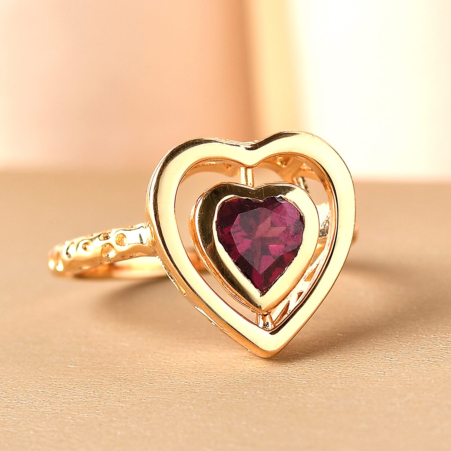 RACHEL GALLEY Rhodolite Garnet Heart Ring in Vermeil Yellow Gold Overlay Sterling Silver