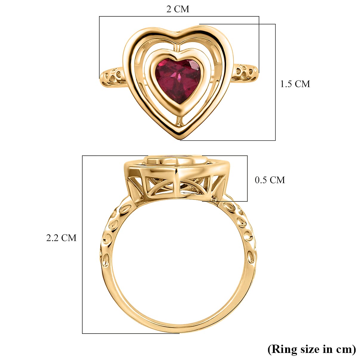 RACHEL GALLEY Rhodolite Garnet Heart Ring in Vermeil Yellow Gold Overlay Sterling Silver