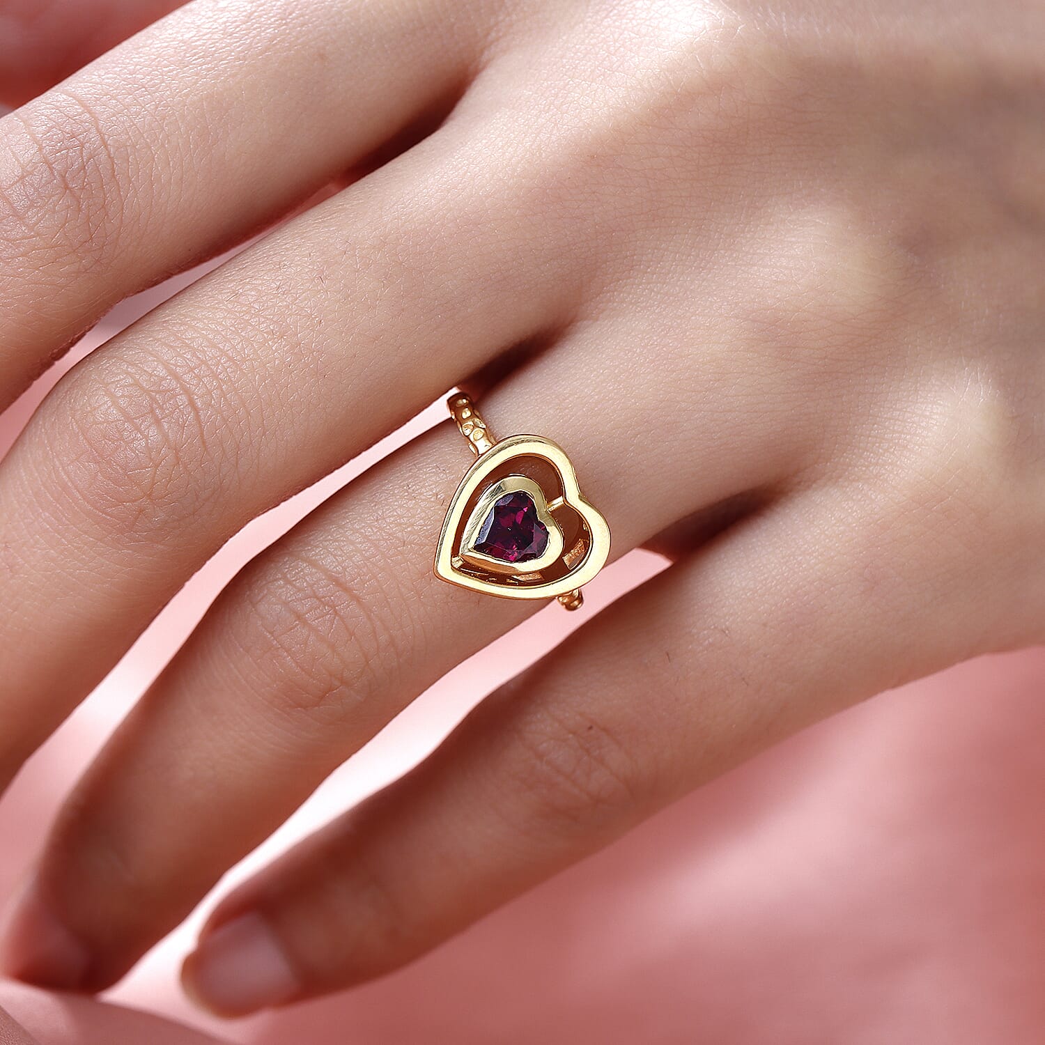 RACHEL GALLEY Rhodolite Garnet Heart Ring in Vermeil Yellow Gold Overlay Sterling Silver