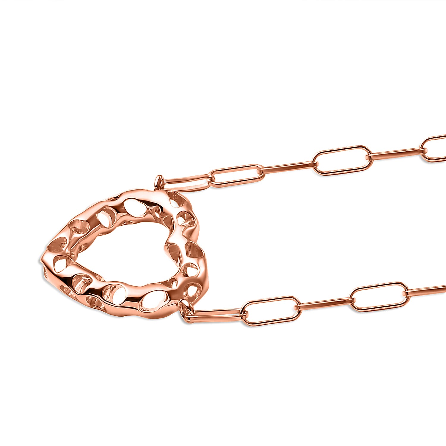 RACHEL GALLEY Amore Collection - 18K Vermeil Rose Gold Overlay Sterling Silver Heart Paperclip Necklace (Size - 20)