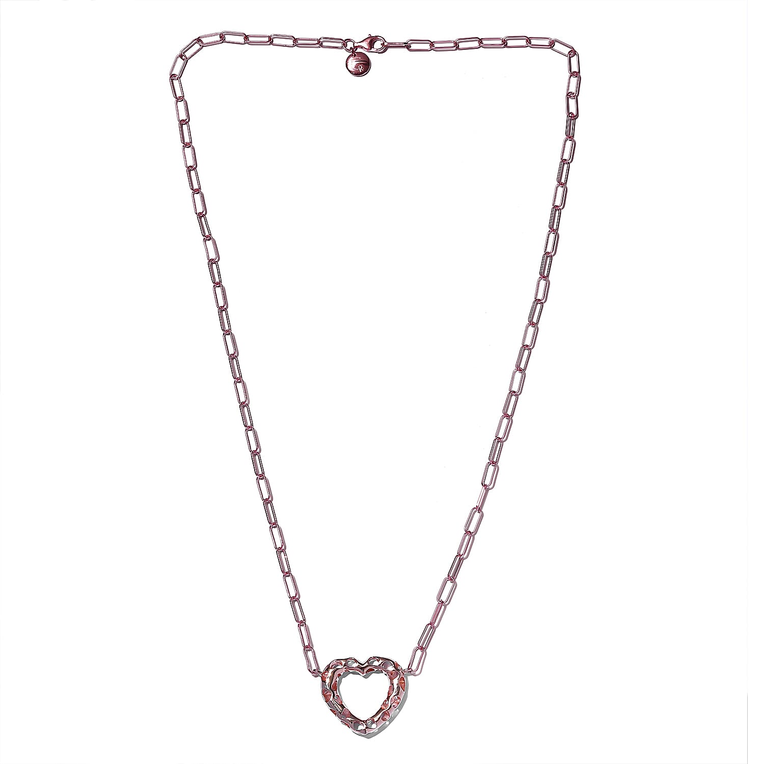 RACHEL GALLEY Amore Collection - 18K Vermeil Rose Gold Overlay Sterling Silver Heart Paperclip Necklace (Size - 20)