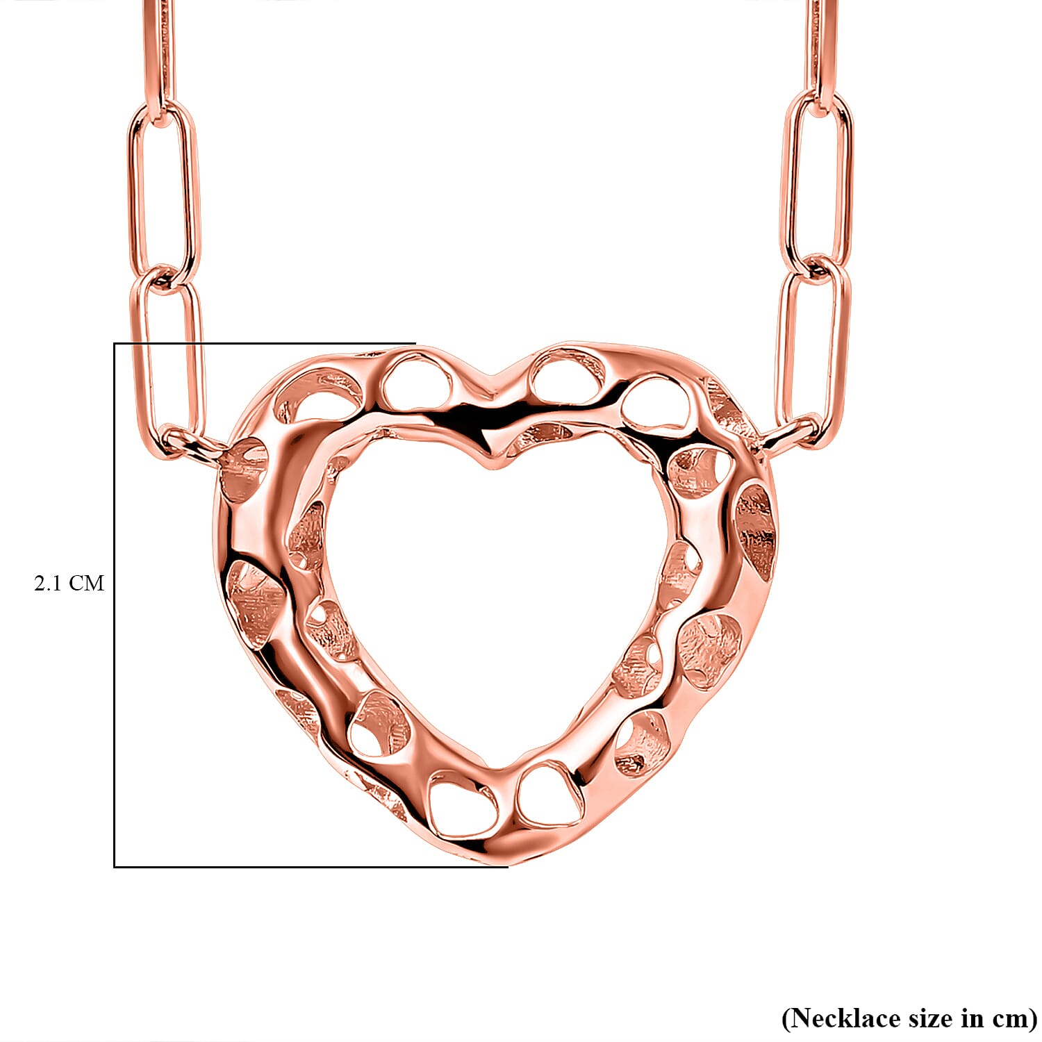 RACHEL GALLEY Amore Collection - 18K Vermeil Rose Gold Overlay Sterling Silver Heart Paperclip Necklace (Size - 20)