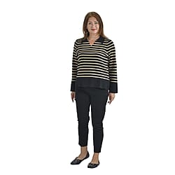 TAMSY Stripe Long Sleeves Knit Top - Black & Beige