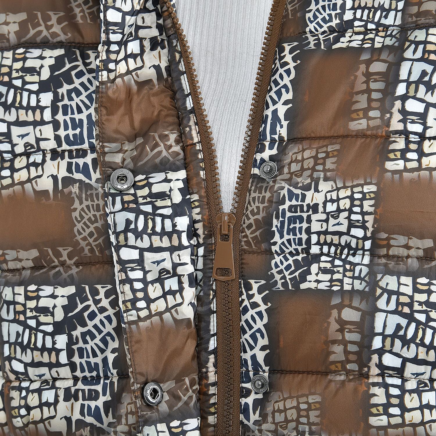 TAMSY Checker Pattern Padded Jacket (Size S,8-10) - Brown