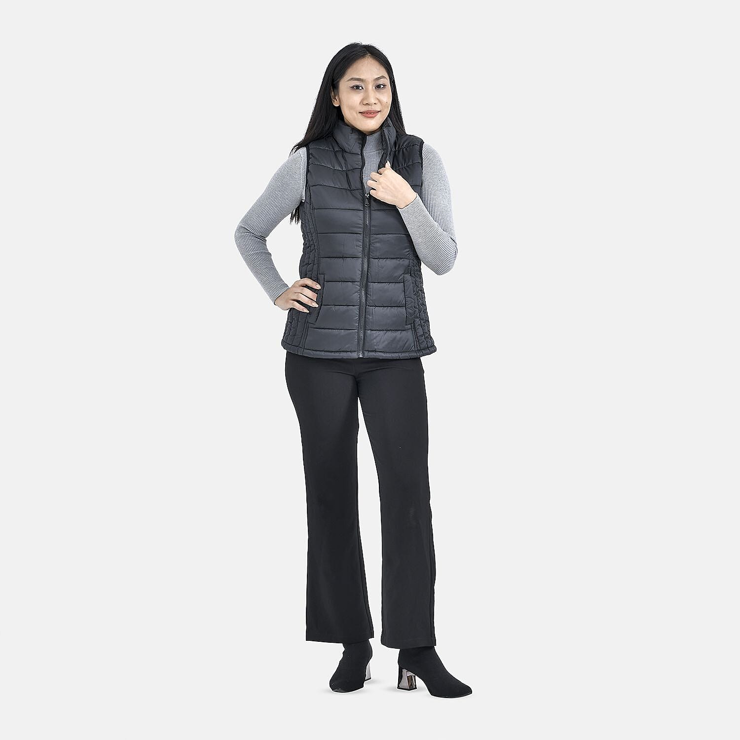 TAMSY Padded Gilet with 2 Side Zippered Pockets (Size S,8-10)  - Black