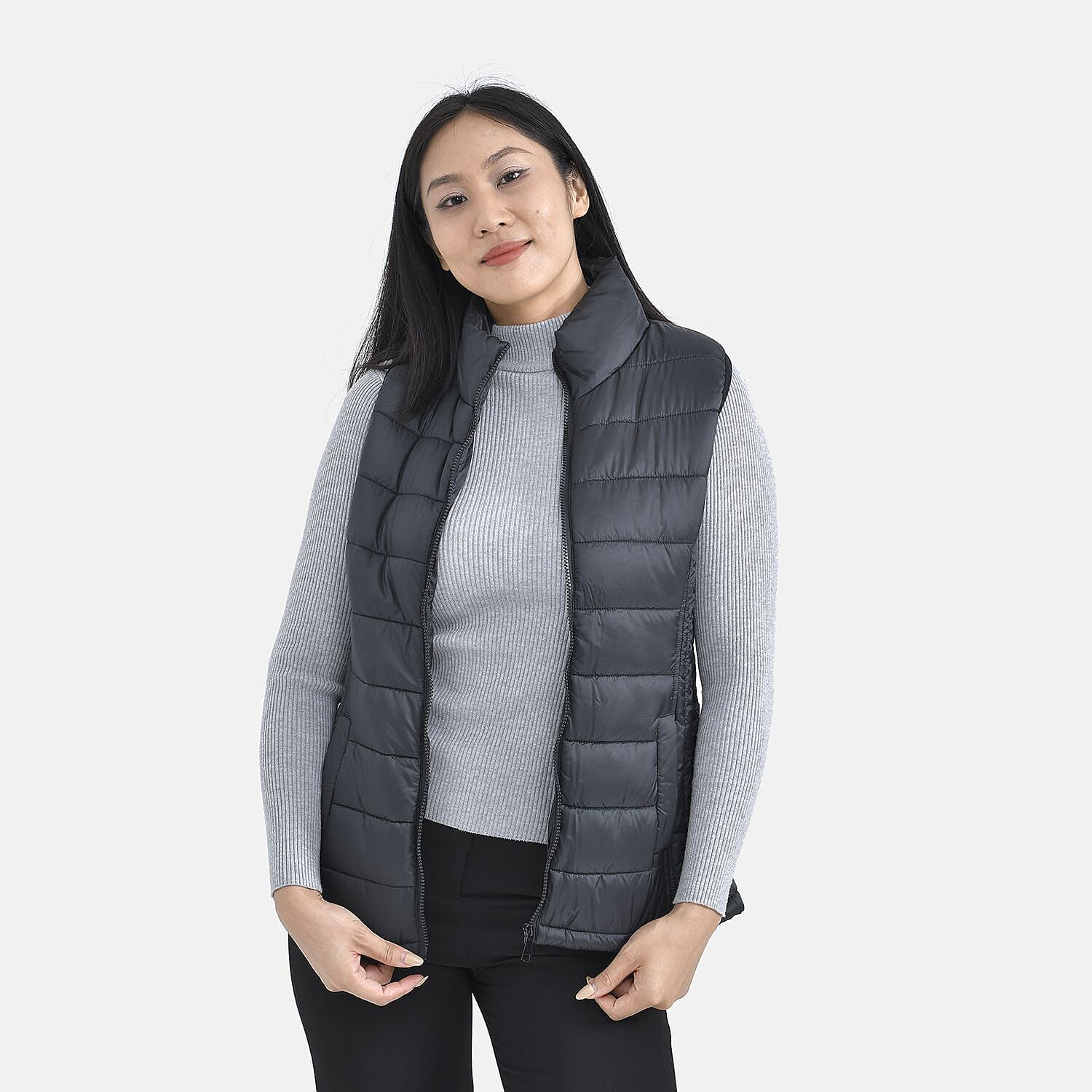 TAMSY Padded Gilet with 2 Side Zippered Pockets (Size S,8-10)  - Black