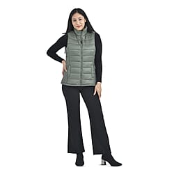TAMSY Padded Gilet with 2 Side Zippered Pockets (Size S,8-10) - Green