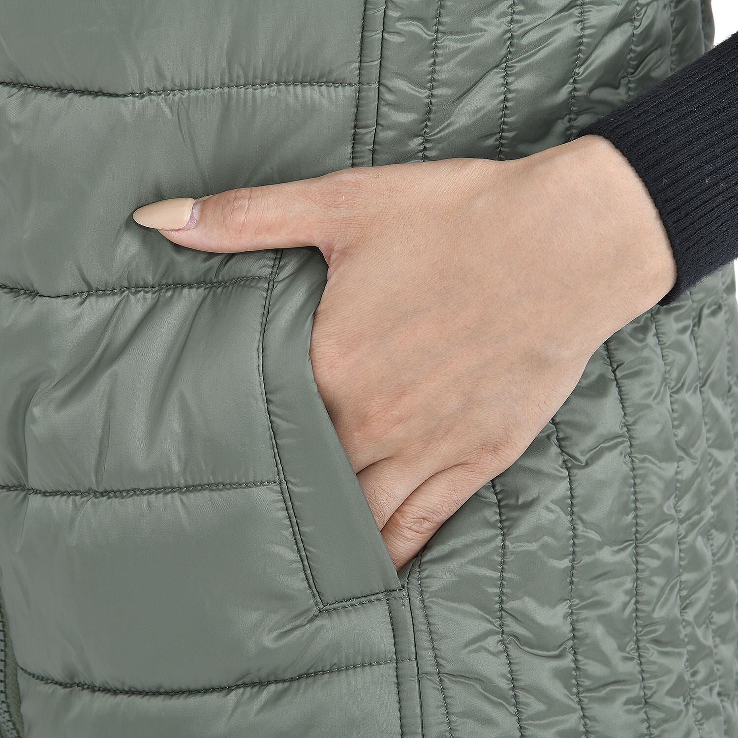 TAMSY Padded Gilet with 2 Side Zippered Pockets (Size S,8-10) - Green